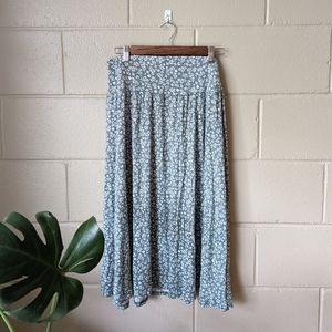 Midi Green Floral Skirt